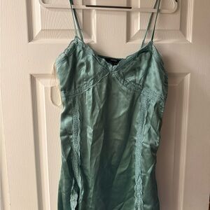 Forever 21 Teal Satin Lace Dress